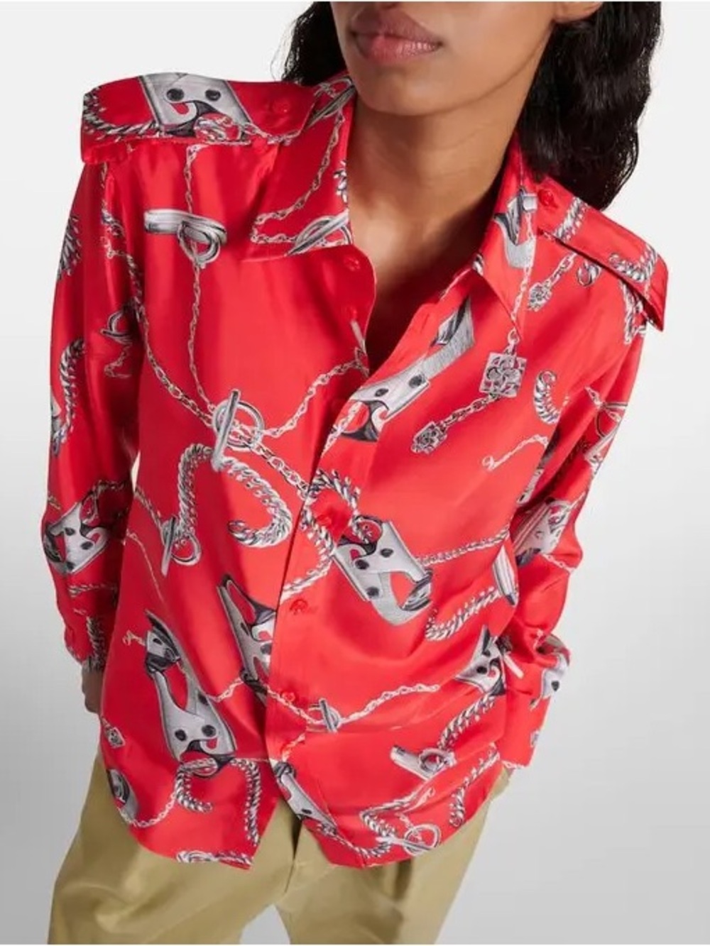 Burberry Red Chain Patterned Shirt Sz.6